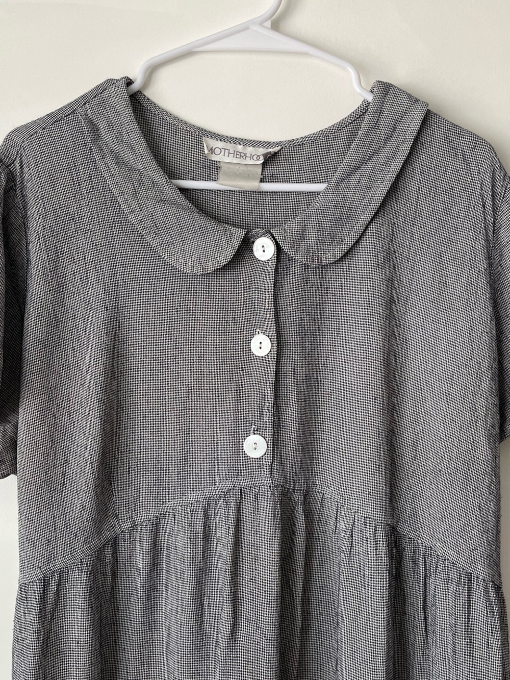 Vintage Motherhood Maternity Dress-Small Black and White Plaid Print - Picture 2 of 4